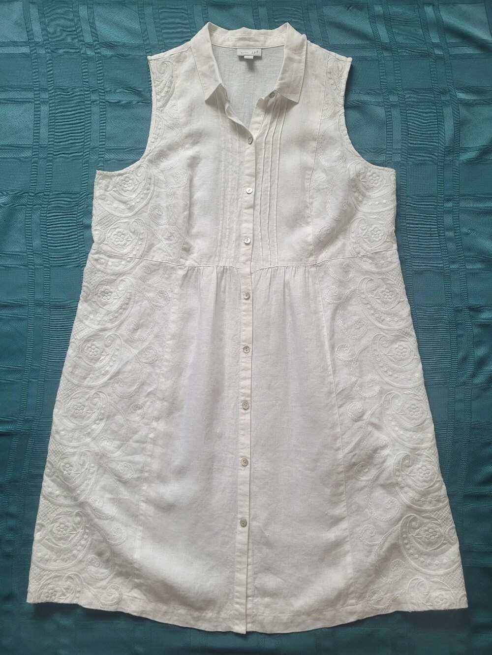 J. Jill White Sleeveless Button-Front Linen Dress - Picture 5 of 10